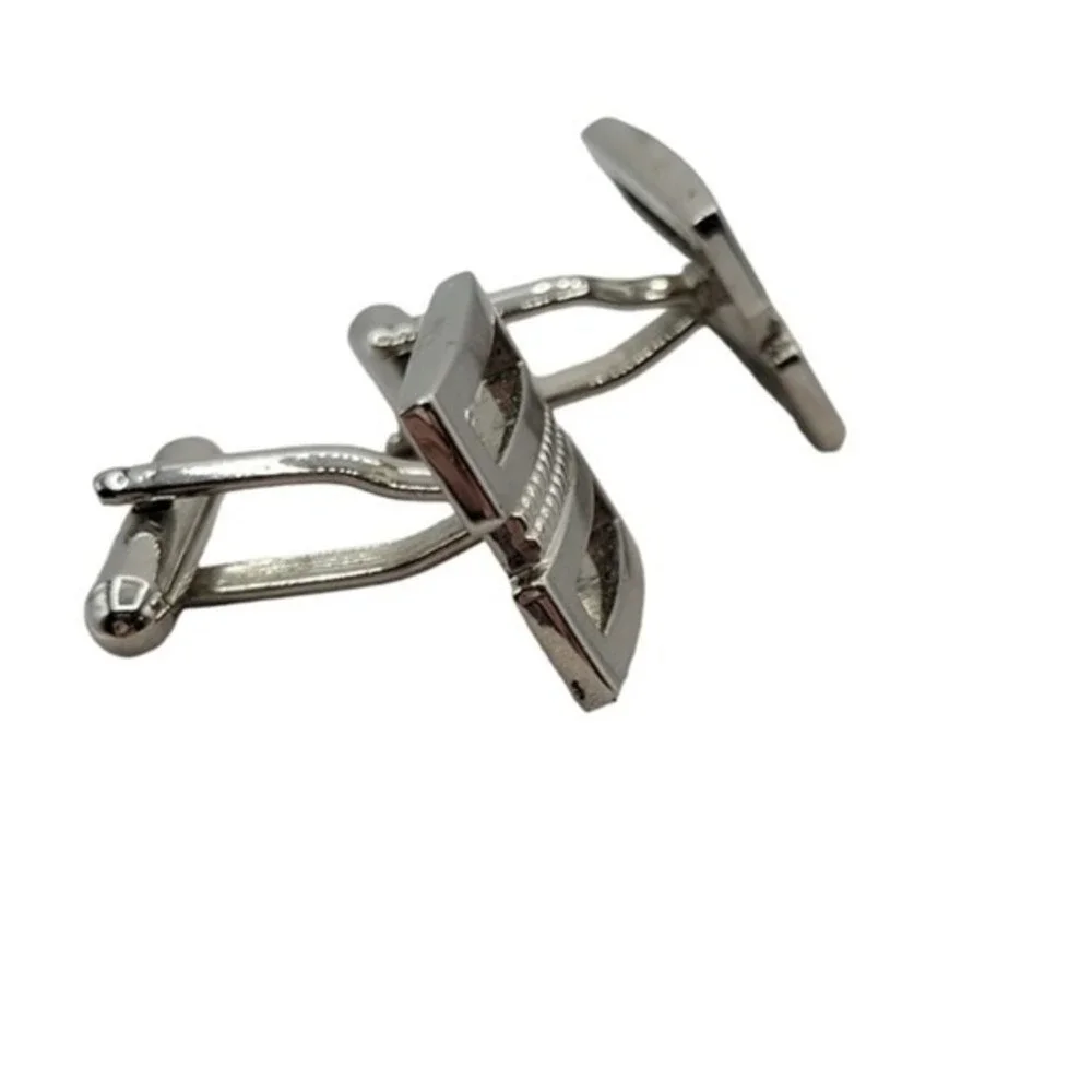 Silvertone‎ Square with Cutout Toggle Cufflinks